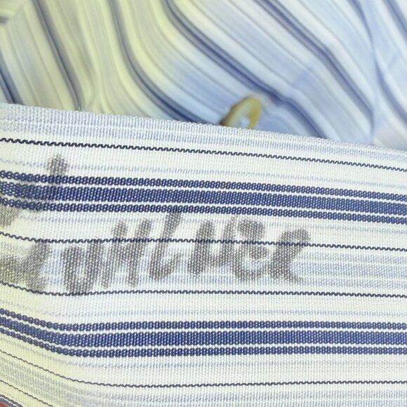 KITON Striped luxury Dress Shirt Blue White Made in Italy Size 15.5 /39 - Picture 5 of 13